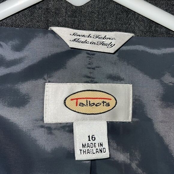 Talbots Blazer womens Size 16 wool blend one button jacket preppy Italian Fabric - Picture 5 of 12